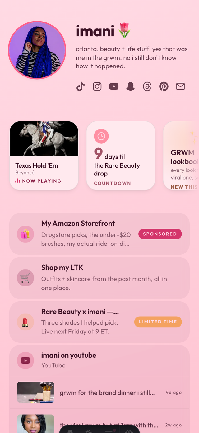 Imani's demo Beacon — Beauty creator